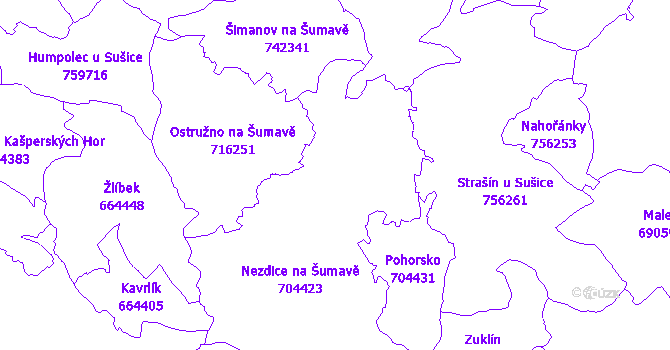 Katastrální mapa Nezdice na Šumavě