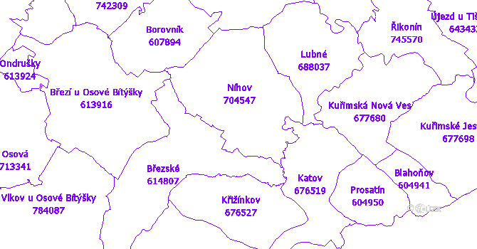 Katastrální mapa Níhov