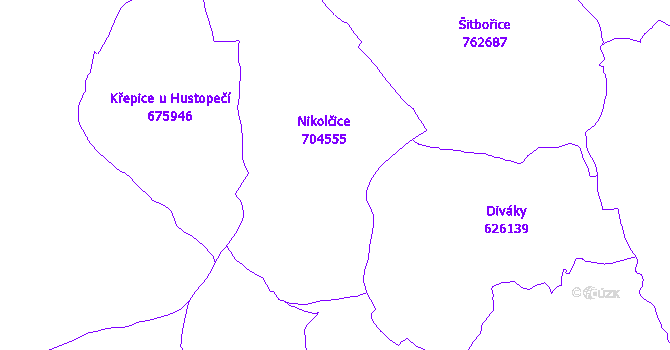 Katastrální mapa Nikolčice