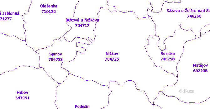 Katastrální mapa Nížkov