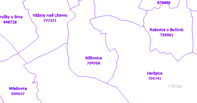 Katastrální mapa Nížkovice