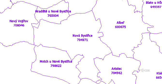 Katastrální mapa Nová Bystřice