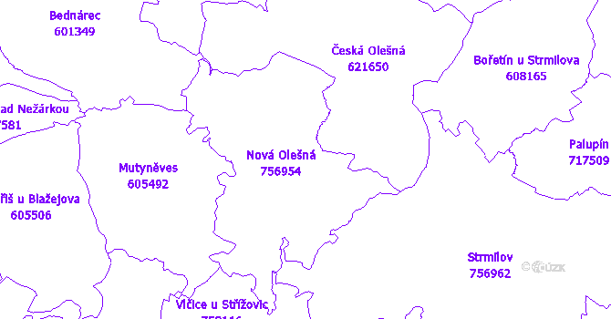 Katastrální mapa Nová Olešná