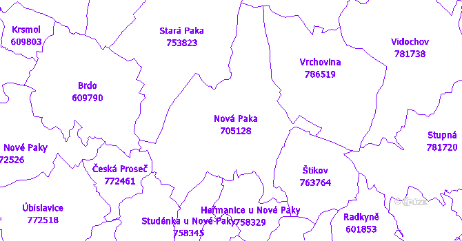 Katastrální mapa Nová Paka