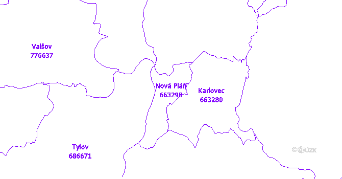 Katastrální mapa Nová Pláň