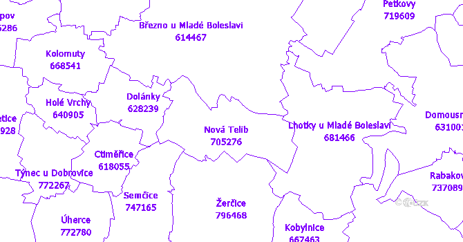 Katastrální mapa Nová Telib