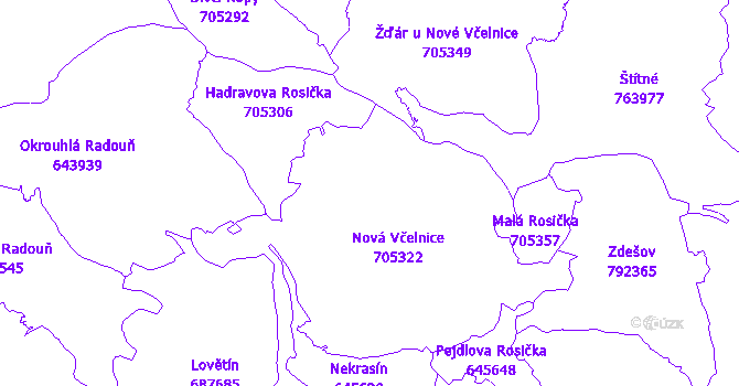 Katastrální mapa Nová Včelnice