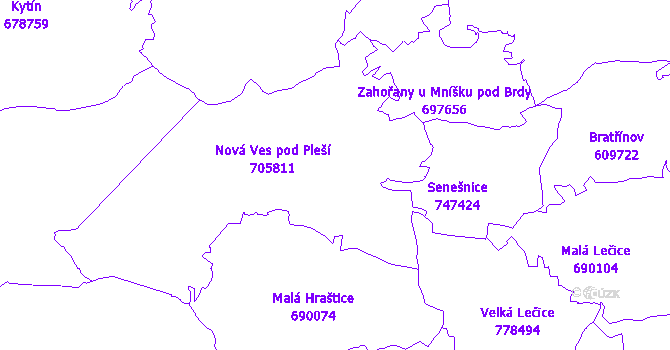 Katastrální mapa Nová Ves pod Pleší