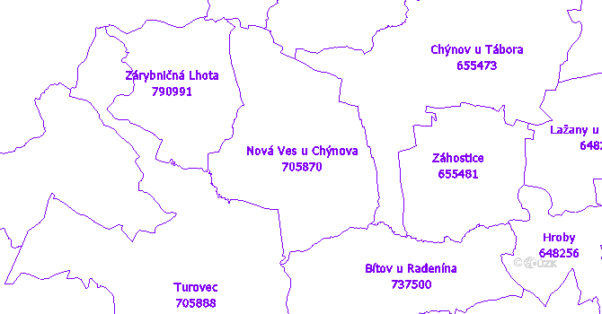 Katastrální mapa Nová Ves u Chýnova