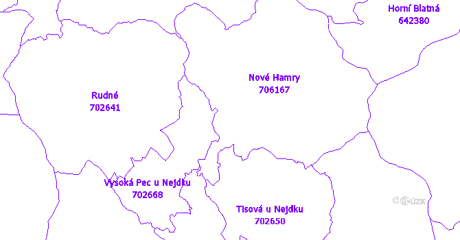 Katastrální mapa Nové Hamry