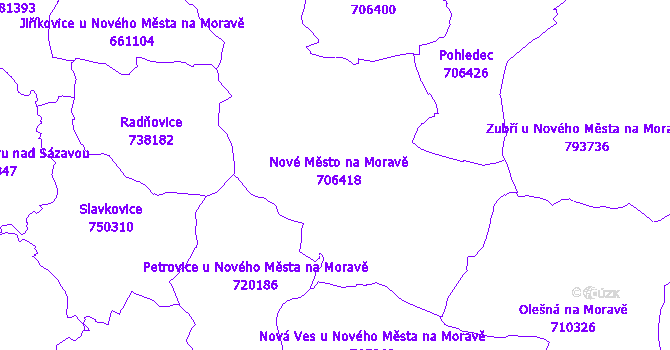 Katastrální mapa Nové Město na Moravě