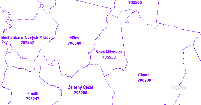 Katastrální mapa Nové Mitrovice