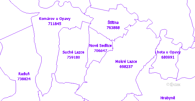 Katastrální mapa Nové Sedlice