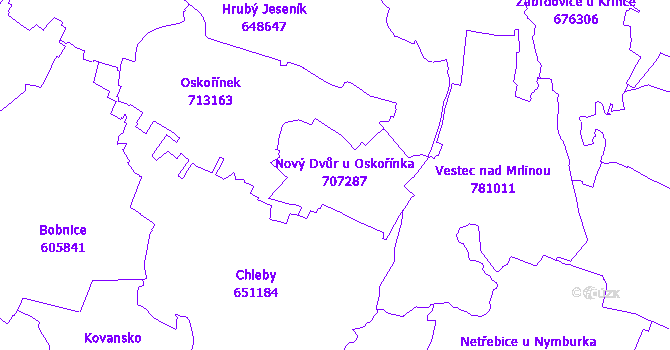 Katastrální mapa Nový Dvůr