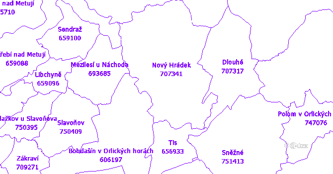 Katastrální mapa Nový Hrádek