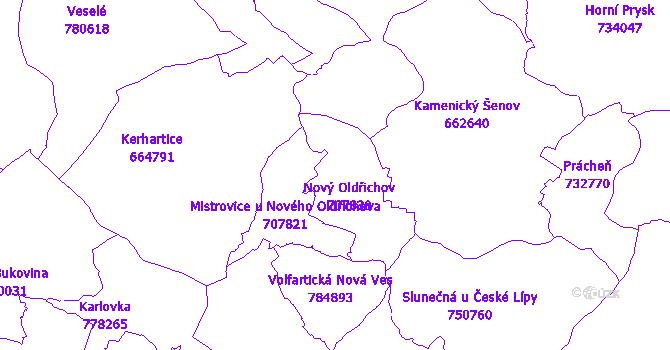 Katastrální mapa Nový Oldřichov