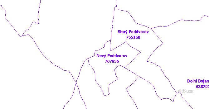 Katastrální mapa Nový Poddvorov