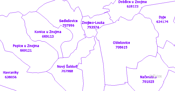 Katastrální mapa Nový Šaldorf-Sedlešovice