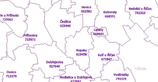 Katastrální mapa Nupaky