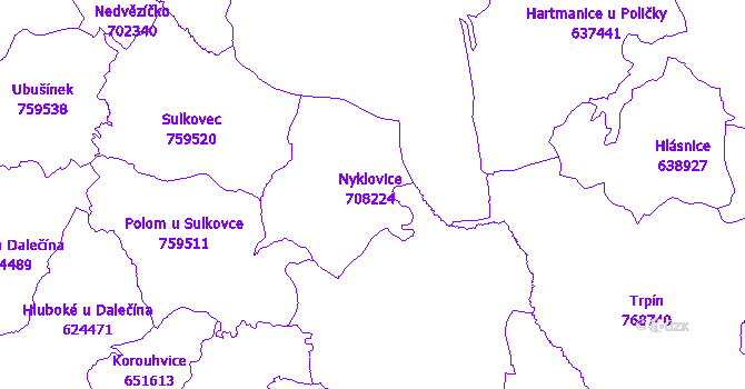 Katastrální mapa Nyklovice