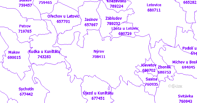 Katastrální mapa Nýrov