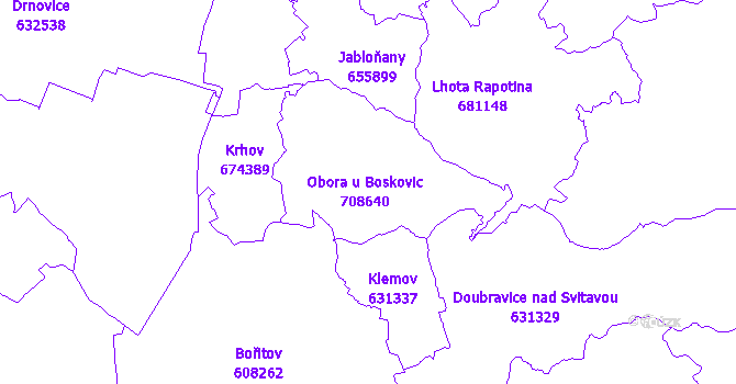 Katastrální mapa Obora