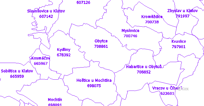 Katastrální mapa Obytce