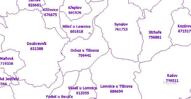 Katastrální mapa Ochoz u Tišnova