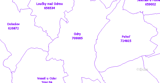 Katastrální mapa Odry
