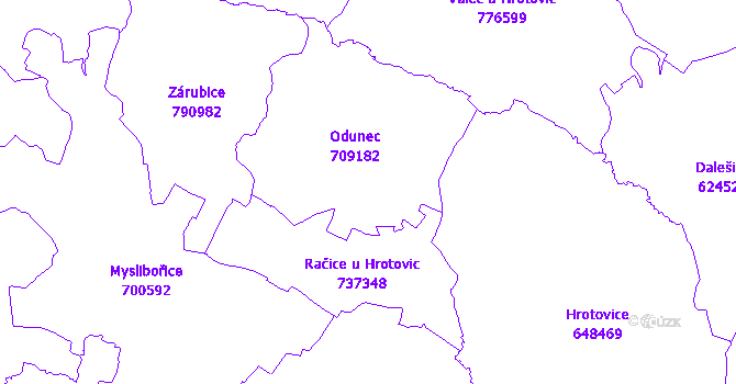 Katastrální mapa Odunec