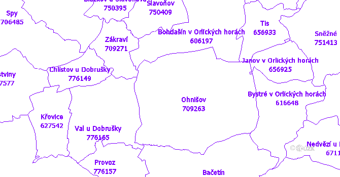 Katastrální mapa Ohnišov