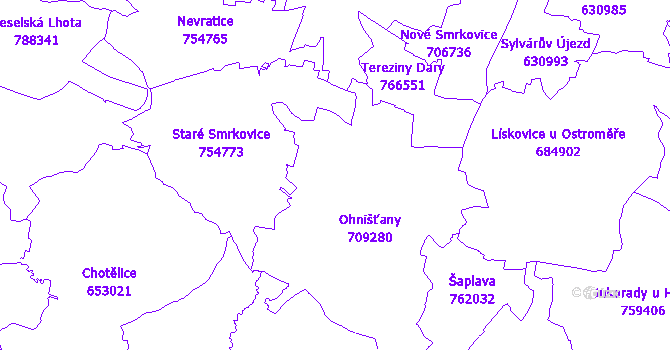 Katastrální mapa Ohnišťany