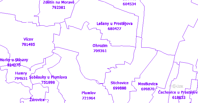 Katastrální mapa Ohrozim