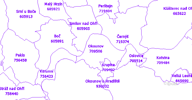 Katastrální mapa Okounov