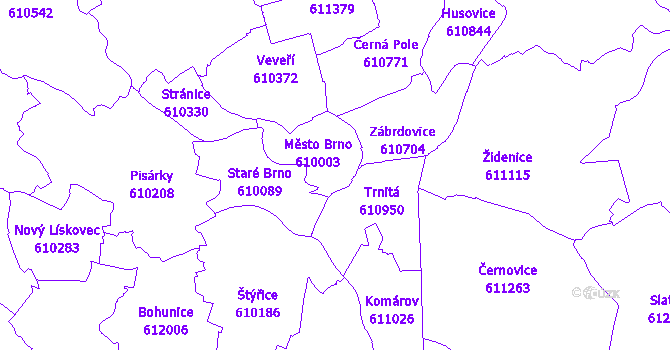 Katastrální mapa Brno-město
