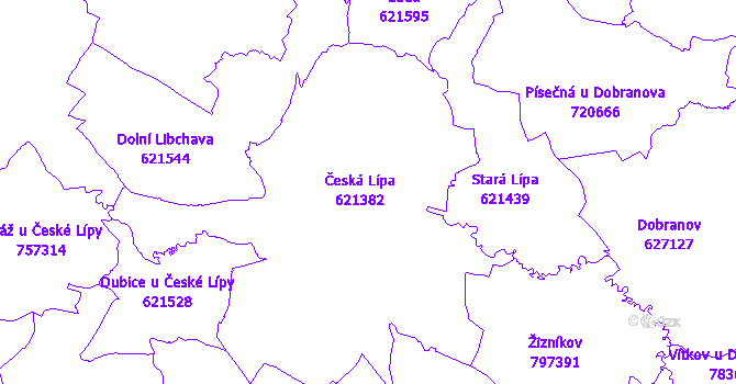 Katastrální mapa Česká Lípa