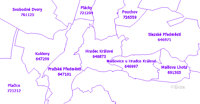 Katastrální mapa Hradec Králové