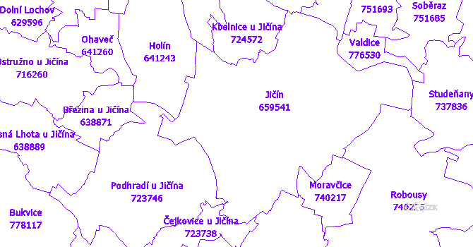 Katastrální mapa Jičín