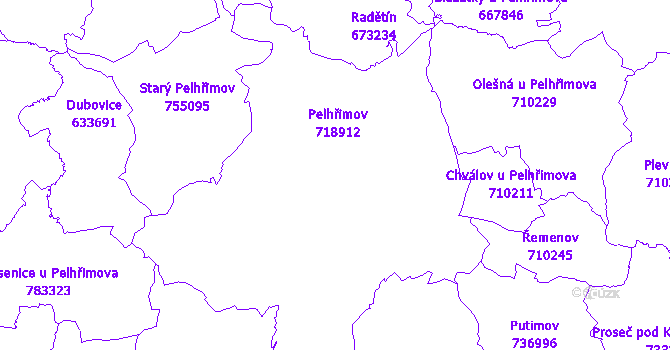 Katastrální mapa Pelhřimov