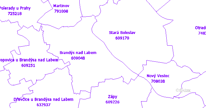 Katastrální mapa Praha-východ