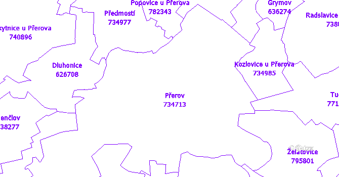 Katastrální mapa Přerov
