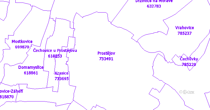 Katastrální mapa Prostějov