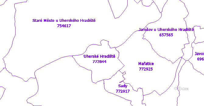 Katastrální mapa Uherské Hradiště