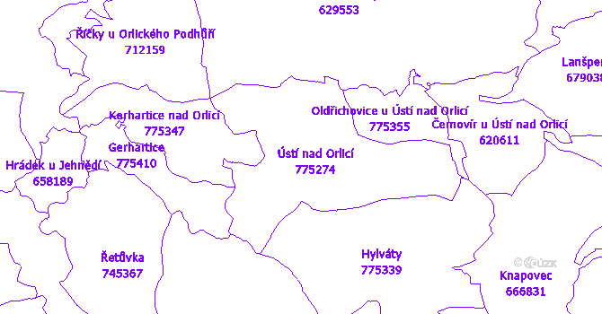 Katastrální mapa Ústí nad Orlicí