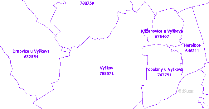 Katastrální mapa Vyškov
