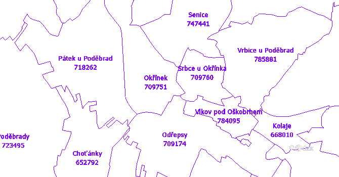 Katastrální mapa Okřínek