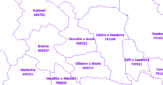 Katastrální mapa Okrouhlá