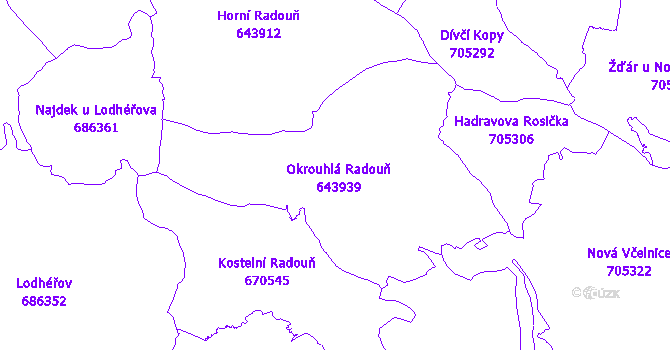 Katastrální mapa Okrouhlá Radouň