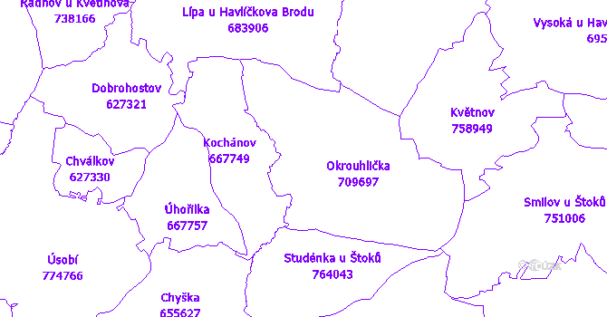 Katastrální mapa Okrouhlička