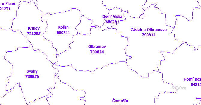 Katastrální mapa Olbramov